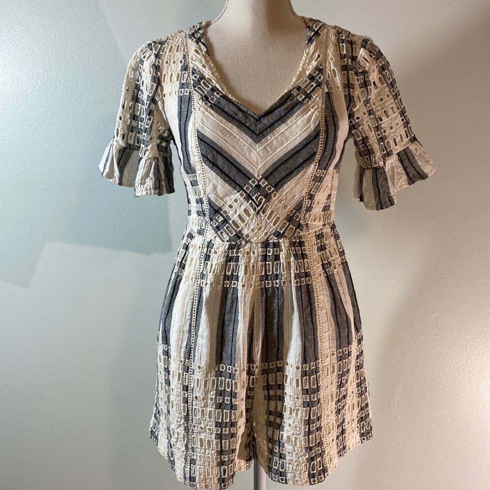 Anthropologie Romper in navy and cream